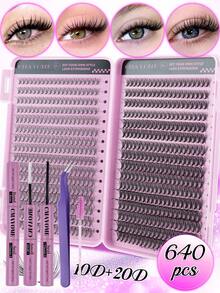 Bộ 544/640 sợi mi giả D Curl, bao gồm keo, cọ và nhíp, dễ sử dụng cho người mới bắt đầu, tạo hiệu ứng mi mềm mại và tự nhiên, dày và bồng bềnh, mi giả tự lắp ráp phù hợp với nhiều hình dạng mắt khác nhau, bộ mi + keo dán mi + nhíp, dễ sử dụng, thân thiện với người mới bắt đầu, bộ mi giả dày và bồng bềnh, phù hợp cho sử dụng hàng ngày, ngoài trời, hẹn hò, trang điểm mắt, quà tặng học sinh tựu trường, bộ mi giả. - Nhiều màu - Xem 18