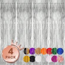 4pcs/Set Metallic Foil Curtain Backdrop, Silver Metallic Fringe Curtain, Suitable For Birthday, Wedding, Engagement, Nursery Decor, Baby Shower, Bachelorette Party, Christmas, Holiday Party Decor, Mother's Day, Graduation, Birthday, Bachelorette Party, Bachelor Party, Party Decor - Silver - View 10