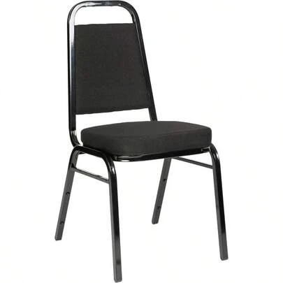 Series Trapezoidal Back Stacking Banquet Chair With 2.5 Thick Seat In Black Fabric - Black Frame