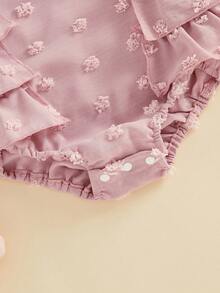 Pelele para niña pequeña con volantes, sin mangas, cuello de muñeca, mono de lunares suizos, mono de princesa, atuendo para primer cumpleaños y vacaciones, ropa de verano - Rosa - Ver 10