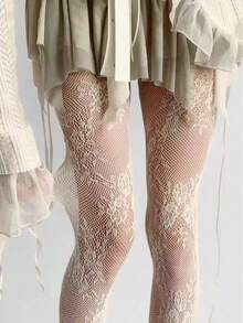 1Pair Sexy Lace Mesh Pantyhose, Women's Jacquard High-Elasticity European Style Base Layer Tights