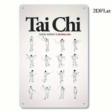 Tai Chi Exercise Guide, Durable Metal Wall Art, Suitable For Home, Office, Gym, Yoga Studio, And Martial Arts School Decoration - Traditional Aesthetics, Zen Home Decor, Perfect Room Decoration, 20*30cm/8x12inch - trộn - Xem 1