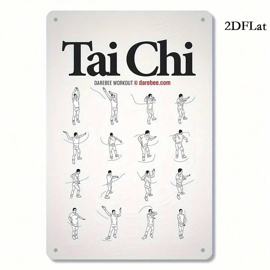Tai Chi Exercise Guide, Durable Metal Wall Art, Suitable For Home, Office, Gym, Yoga Studio, And Martial Arts School Decoration - Traditional Aesthetics, Zen Home Decor, Perfect Room Decoration, 20*30cm/8x12inch - trộn - Xem 1