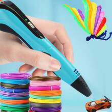 带液晶显示屏的3D打印笔，三档速度调节，1.75mm PLA耗材，专业DIY创意手工绘画，生日礼物 - 藍色 - 查看 4