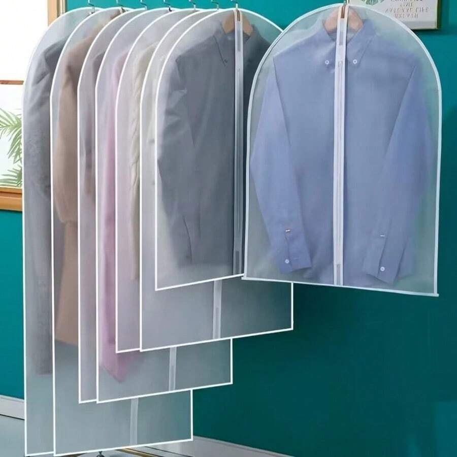 5pcs/1pc Dust Cover Garment Bag, Zipper Closure Transparent Dust-Proof Cover For Suits, Coats, Down Jackets, Dresses, Home/Bedroom Use - Multicolor - View 1