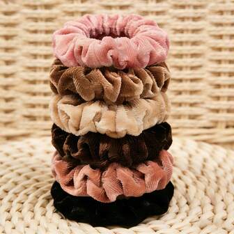 6pcs/10pcs Multicolor Velvet Scrunchies, Suitable For Girls/Women, Ponytail Hair Ties, Non-Damaging Hair Accessories ,Hair Rope Hairbands