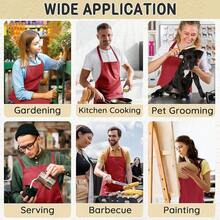 Chef Apron For Men And Women Wash Free Bib Apron With 2 Pockets Water & Oil Proof Adjustable Aprons,Red - Red - View 7