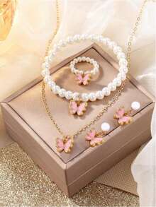 Conjunto de 6/5 piezas de relojes de cuarzo con forma de corazón y diseño de fuegos artificiales, elegante y de moda, adecuado para que las niñas lo usen. Combina bien con collares, pulseras, anillos y aretes con diseño de mariposa, perfecto para ocasiones de la vida diaria como volver a la escuela, reuniones y viajes. Es un regalo de cumpleaños/festividad para niñas. El regalo perfecto para niñas durante la temporada de graduación, el Día de San Valentín y Navidad. Accesorios para niñas - Multicolor - Ver 9