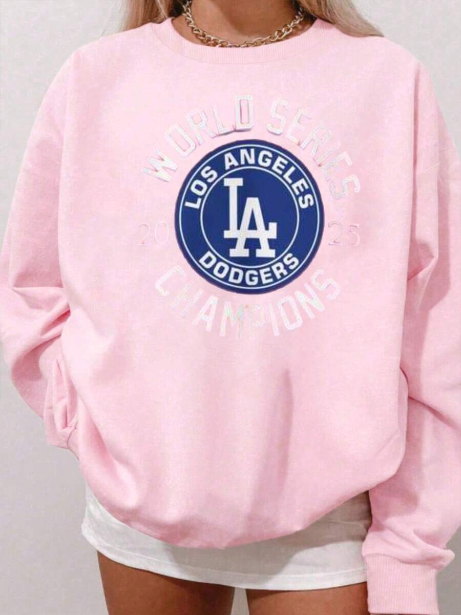 Los Angeles Dodgers World Series Champions Unisex Sweatshirt-2 (2) - Hồng - Xem 1