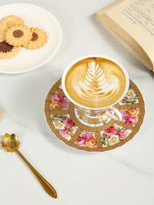 1pc Set Premium Coffee Cup And Saucer, Ceramic Material, Pink Cup And Saucer, Coffee Utensils, Suitable For Home, Office, Cafe Use - Multicolor - View 5