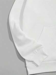 Manfinity Dauomo Men's Warm Hoodie With Letter Pattern And Adjustable Drawstring - White - View 3