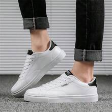 Men's Casual Shoes, Fashion Sneakers, Versatile & Comfortable Breathable White Shoes With Anti-Slip Rubber Soles, Suitable For All Seasons - Black and White - View 6