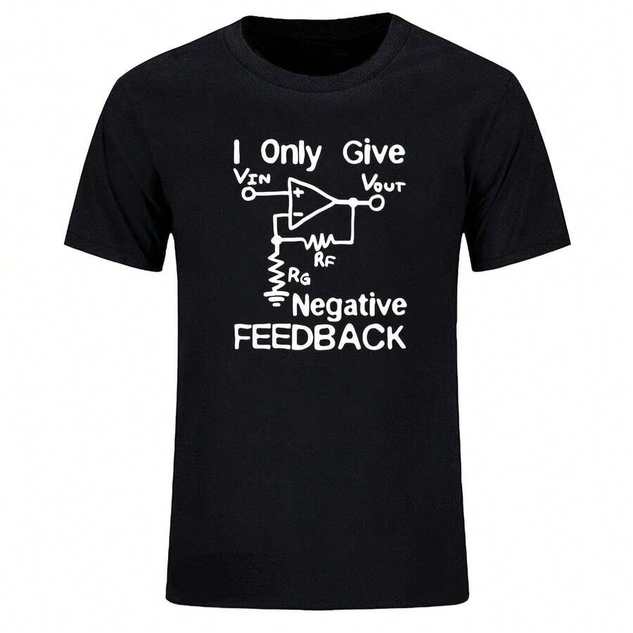 Camiseta de ingeniero informático con retroalimentación negativa, divertida y novedosa, con gráficos, informal, de manga corta para hombre - Negro - Ver 1
