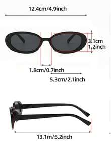1 par de gafas ovaladas retro, ligeras y cómodas, de diseño de moda unisex - Negro - Ver 6