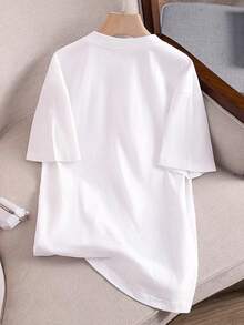 两件套女童星形印花圆领短袖T恤+星形印花喇叭裤，休闲舒适夏季新款套装 - 彩色 - 查看 5