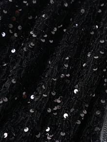 两件套 - 优雅精致的派对套装，长袖外套搭配直筒裤，魅力十足的休闲亮片条纹西装，适合情人节、新年活动、派对等场合 - 黑色春季款 - 彩色 - 查看 12