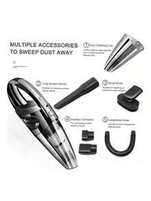 Aspiradora inalámbrica para el hogar para limpieza del hogar, limpieza del automóvil, limpieza de pelo de gato y mascotas, multiusos, portátil y de mano para una variedad de escenarios, incluye una variedad de accesorios - Negro - Ver 3