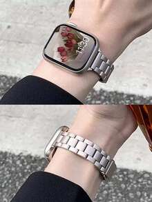Huastonband 1件女款 錶帶，星空色不鏽鋼可調節錶帶，相容於 Ultra 3 2 1 SE S10 S9 S8 S7 S6 S5 S4 S3 S2 S1 系列，時尚替換智慧手錶錶帶，中性款，金屬錶帶，14mm 窄寬，輕量，可選尺寸 38mm 40mm 41mm、42mm 44mm 45mm 49mm - 米色 - 查看 6
