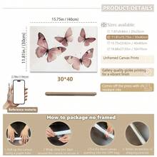 1pc Canvas Wall Art Butterfly Design _ Pink Watercolor Butterfly Painting _ Burgundy-Style Artwork _ Printable Wall Decor _ Girls' Room Decor Baby Room Supplies Girls' Bedroom Decorative Art - Framed Nursery Wall Art Perfect For Children's Room Decor, Playroom Decor Children's Room Decor Nursery Decor