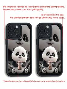 Black Panda Pattern Textured Shockproof Phone Case Compatible With IPhone 14, 14 Pro, 14 Pro Max, 13, 13 Pro, 13 Pro Max, 11, 11 Pro Max, 12, 12 Pro, 12 Pro Max, XR, XS, 15, 15 Pro, 15 Pro Max, 16, 16 Pro, 16 Pro Max, 17, 17 Pro, 17 Air, 17 Pro Max, Redmi Series - Multicolor - View 2