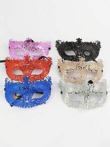 12个/6个/1个 优雅威尼斯化妆舞会面具，带闪光粉半脸面具，适用于表演、角色扮演、万圣节、狂欢节派对装饰和节日服装