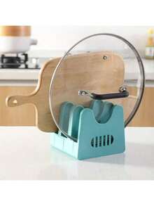 1 pieza Organizador de cocina multifuncional - Soporte para cucharas y utensilios de ABS resistente a la oxidación con bandeja de drenaje, estante para almacenar tapas de ollas - Multicolor - Ver 3