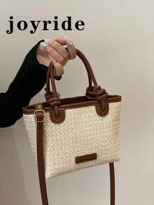 2025 Women's Woven One Shoulder Crossbody Bag, Large Capacity Vacation Tote Beach Handbag For Commute - Beige - View 1