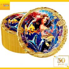 50 Pz Plato Cartón Premium Pastelero Happy Birthday Hb Rojo Confeti Oro - Mi Sirena - Ver 2