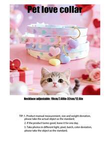 1 Adjustable Pet Collar For Cats And Dogs, With A Cute Heart-Shaped Pendant, Valentine's Day Outfit Accessory, Pet Holiday Costume Decoration, Pet Supplies Accessories - Multicolor - View 3