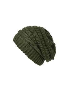 1pc Women's Warm, Soft, Stretchy Knit Skull Ski Cap, Chunky Slouchy Beanie For Daily Life And Outdoor Use - Double Layer - Satin Lining - View 6