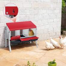 Techigher Chicken Nesting Boxes, 3/4 Hole Metal Chicken Egg Laying Box With Pull-Out Trays And Rollout Egg Collection For ChickenCoop - Red With Metal Legs, 3 Holes - View 3