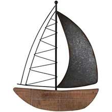 Sagebrook Home Metal, decoración de pared de barco de 19 pulgadas de alto, café, velero, hierro, contemporáneo, 15 pulgadas de largo x 1 pulgadas de ancho x 19 pulgadas de alto, dos tonos(default) - Multicolor - Ver 2