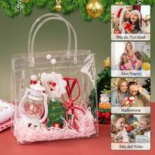 zxr 40PCS Bolsas de Regalo de PVC Transparente con AsasBolsas de Plástico Reutilizable con Rafia 500 Pcs Pegatinas de Amor Bolsas de Dulces Bolsa de Compras para Bodas Cumpleaños Fiestas 20x20x9 cm125 - Transparente - Ver 6
