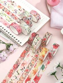 10 Rolls Of Floral Pattern Washi Tape - Creative Multi-Flower Combination Style Design - Decorative Material Tape For DIY, Photo Albums, Greeting Cards, Scrapbooks And Diaries - Fashion Stationery Decorative Tape, Gifts For Friends