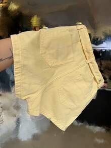 Denim Shorts/Denim Skirt Shorts - 淡黃色 - 查看 3