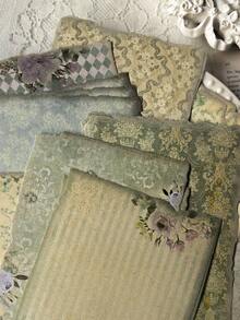 30张/包 复古植物花卉装饰便签本，烧边背景材质 - 彩色 - 查看 10