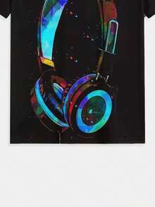 Men's 3D Digital Print Music-Themed T-Shirt With Colorful Sound Waves & Headphones Graphic, Breathable Round Neck Short Sleeve Tee For Summer Casual Wear, Gym, Sports - Machine Washable, Ideal Gift For Men & Teens, Music T Shirts, Gym Apparel,  Youth Style, Comfortable Fit Shirt - 混合色 - 查看 6