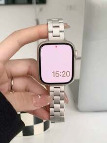Huastonband 1件女款 錶帶，星空色不鏽鋼可調節錶帶，相容於 Ultra 3 2 1 SE S10 S9 S8 S7 S6 S5 S4 S3 S2 S1 系列，時尚替換智慧手錶錶帶，中性款，金屬錶帶，14mm 窄寬，輕量，可選尺寸 38mm 40mm 41mm、42mm 44mm 45mm 49mm - 米色 - 查看 3