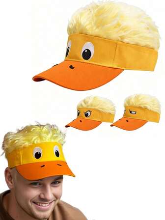 男女发型帽、尖刺发型帽、疯狂假发帽、成人趣味万圣节棒球帽，戴上这款有趣的万圣节鸭子帽，在任何派对或活动中脱颖而出，非常适合万圣节、化妆派对或任何你想增添乐趣的时刻。
