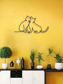 Tượng mèo treo tường bằng kim loại phong cách Art Deco - 1 tác phẩm nghệ thuật hình mèo tuyến tính, hình bóng mèo duyên dáng, trang trí tường trong nhà và ngoài trời trang nhã, món quà tân gia lý tưởng. - Nhiều màu - Xem 5