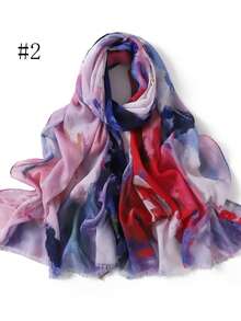 1 件高品质扎染长款头巾，女士彩色柔软披肩，穆斯林围巾，轻薄夏季马来西亚纯色头巾