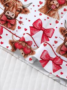 情人节可爱奶牛印花女士睡衣套装（2件套），面料柔软，时尚睡衣，适合派对穿着，短袖衬衫带领和纽扣，弹性短裤，休闲家居服，室内外均可穿着，四季皆宜。 - 彩色 - 查看 4
