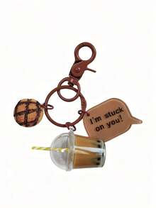 男士休闲珍珠奶茶杯，心形糖果，迷你小熊装饰，多功能包包挂饰钥匙扣，圣诞礼物，车饰，送给老师、朋友、姐妹的礼物创意 - 彩色 - 查看 7