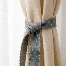 1/5yards Wide, 4cm Wide, Vintage Denim Ribbon With Embossed Star Pattern, Blue Denim Lace Trim, Decorated With Gold Stars, DIY Craft Ribbon, Suitable For Making Bows, Bag Decorations, Home Decor Accessories, Gift Packaging And Valentine's Day Decorations - Multicolor - View 6