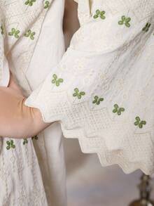 2026 New Style Ramadan Traditional Elegant Embroidered Butterfly Abaya Dress, Green Tassel V-Neck Eid - White - View 4