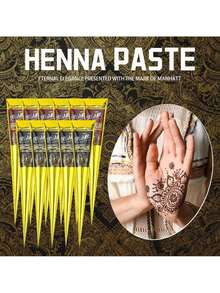 SRVAKK 3/4/12 Pcs Henna DIY Tattoo Paste, Brown/Black Temporary Henna Tattoo, Semi-Permanent Fingerprint Body Painting Ink, Waterproof Henna Tattoo Paste, Suitable For Body Painting And Various DIY Patterns. - 彩色 - 查看 3