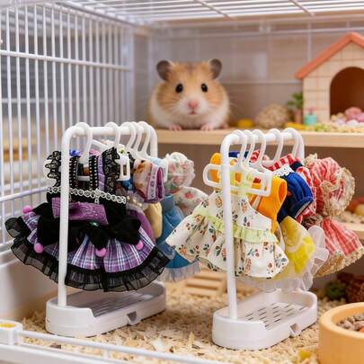1 set mini multifunktionellt torkställ för hamster, förvaringsställ för dockkläder, lämplig för små husdjurskläder och andra dockor, alla årstider