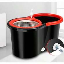 Spin Mop And Bucket Set With 2 Microfiber Mop Heads - 紅黑 - 查看 3