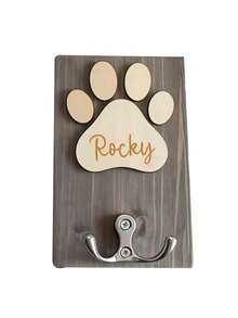 个性化定制文字牵引绳挂钩，定制名字木质墙钩，可定制卡通文字装饰挂钩，猫咪时尚款，个性化木质狗牵引绳挂架，狗绳收纳架，手工狗牌，牵引绳收纳，木质标牌 - 彩色 - 查看 11