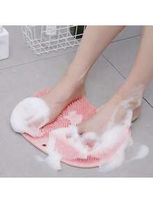 1pc Pink Foot Massage Brush; Bathroom Cleaning Brush; Anti-Slip Bath Brush Home Bathroom Foot Scrubber, Anti-Slip Foot Wash With Suction Cups, Bathroom Gadgets - Multicolor - View 4